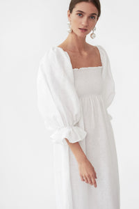 Atlanta Linen Dress in White