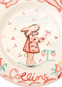 Bunny Plate in Pink, 7.5"