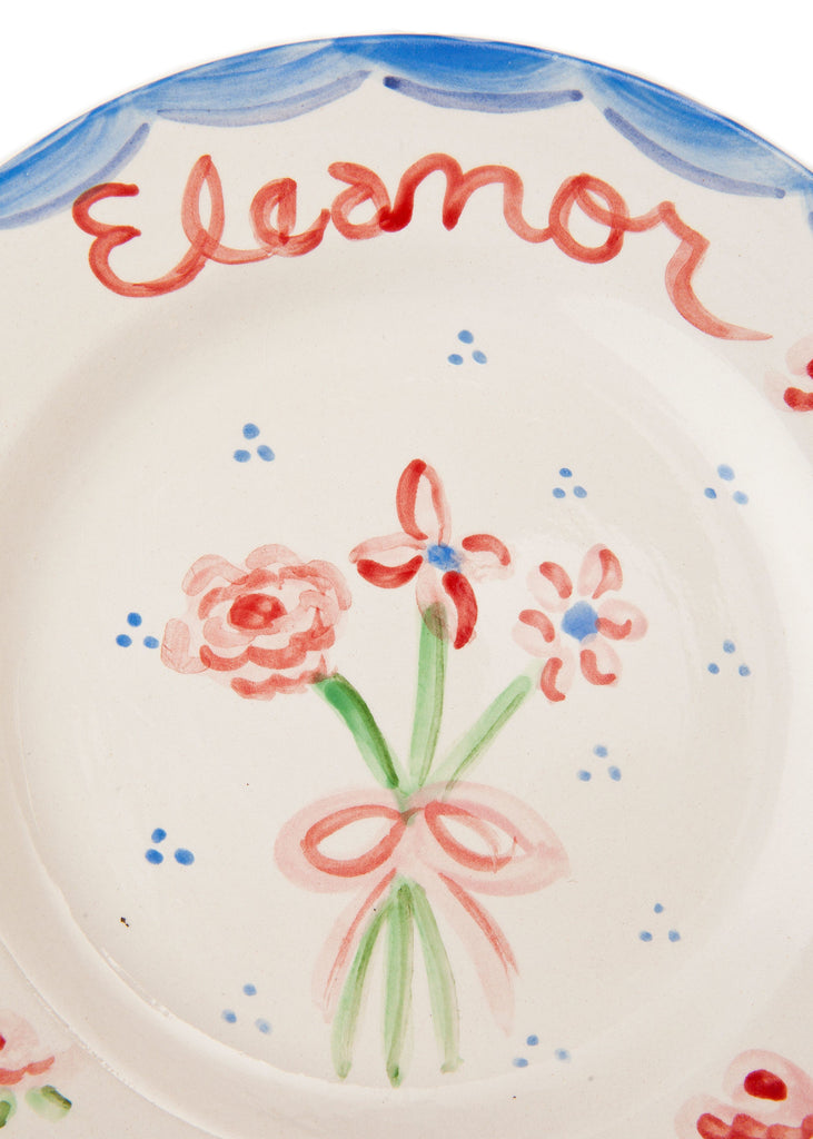 Pink and Red Floral Plate, 7.5"