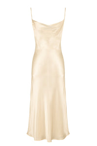 Silk '90s Style Maxi Slip Dress in Pearl White