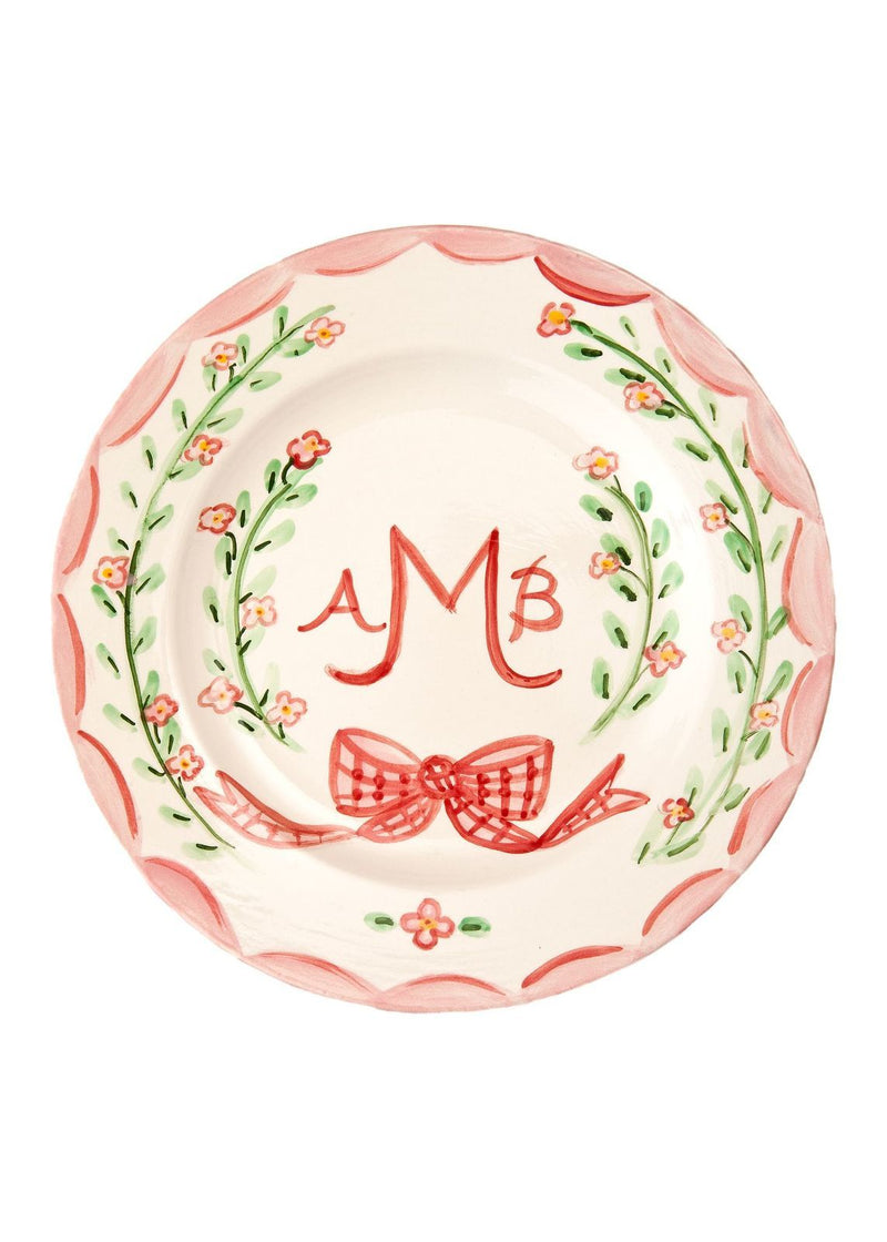 Monogram Dinner Plate Pink, 10"