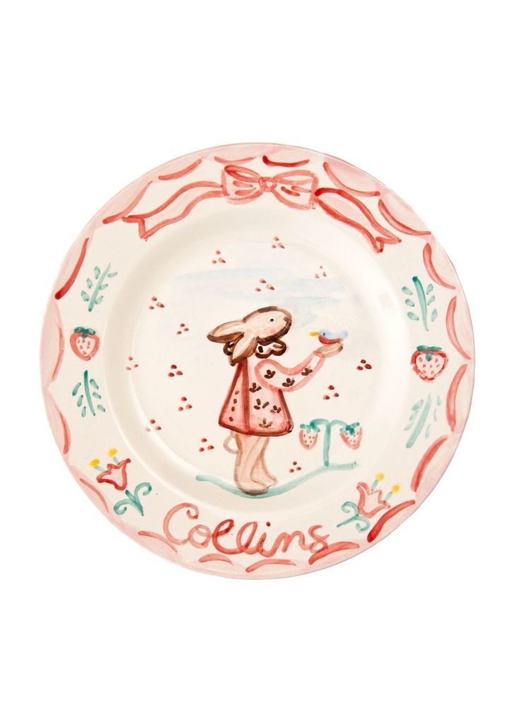 Bunny Plate in Pink, 7.5"