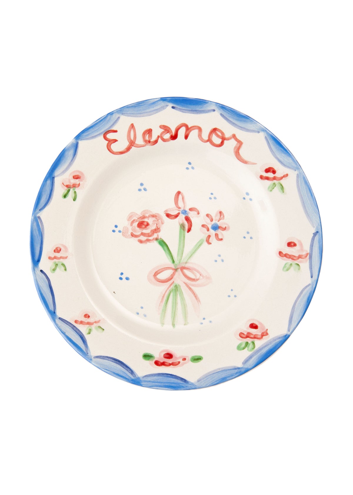 Pink and Red Floral Plate, 7.5"