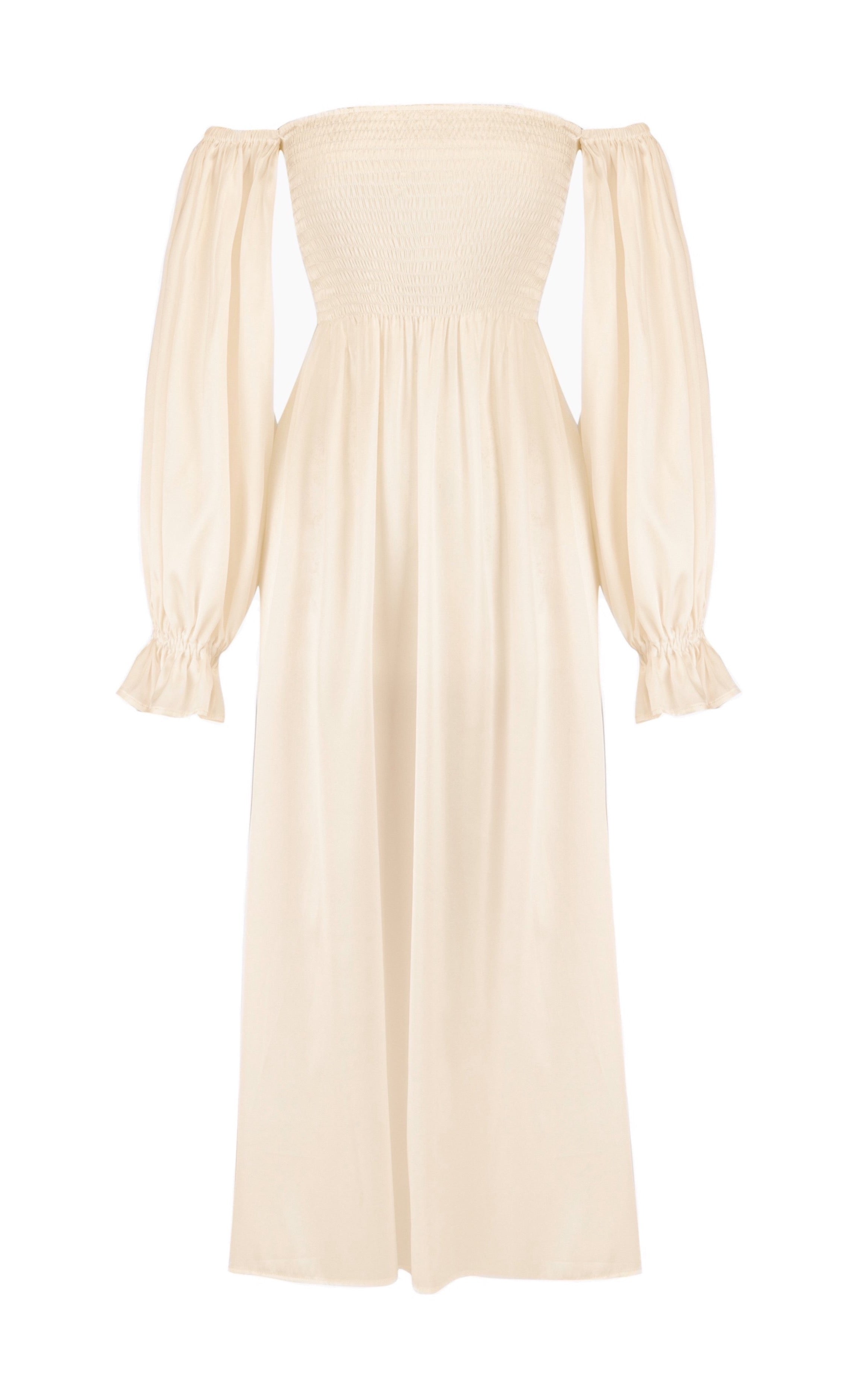Atlanta Silk Dress in Pearl White