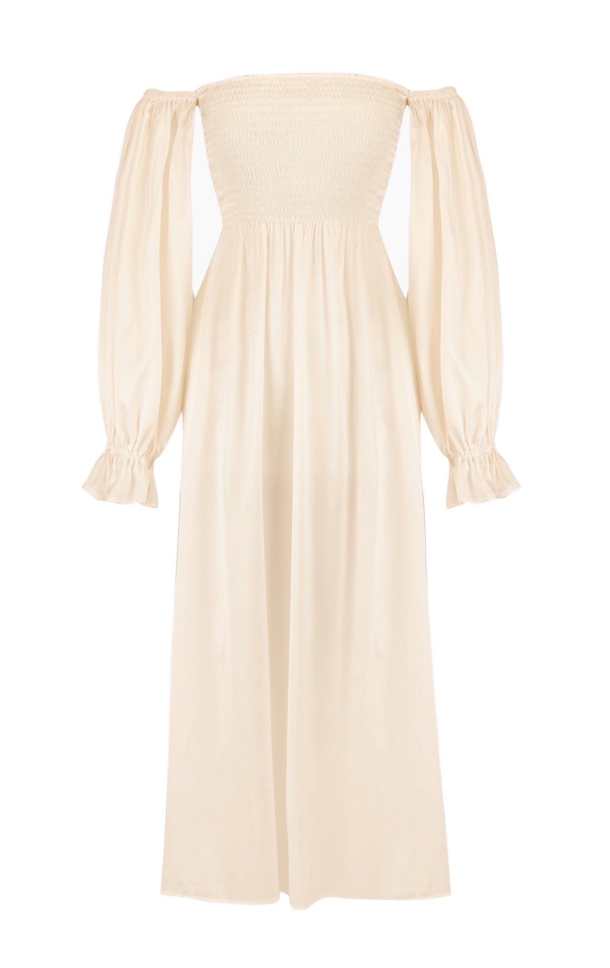 Atlanta Silk Dress in Pearl White