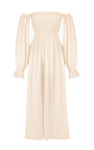 Atlanta Silk Dress in Pearl White
