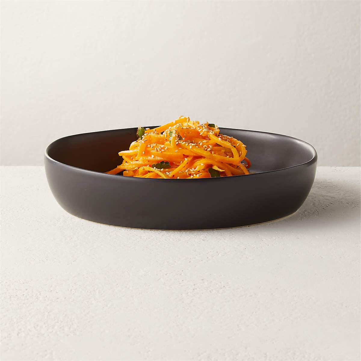 Crisp Matte Black Pasta Bowl