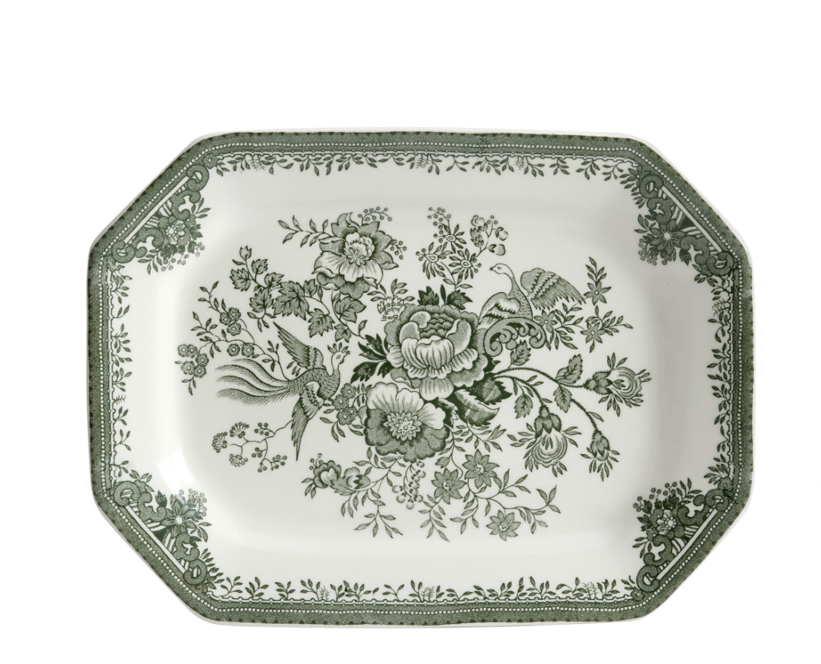 Dark Green Asiatic Pheasants Rectangular Dish Small