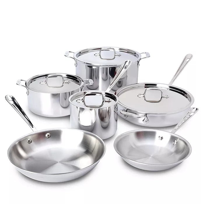 D3 Stainless Everyday, 10 Piece Pots and Pans Cookware Set