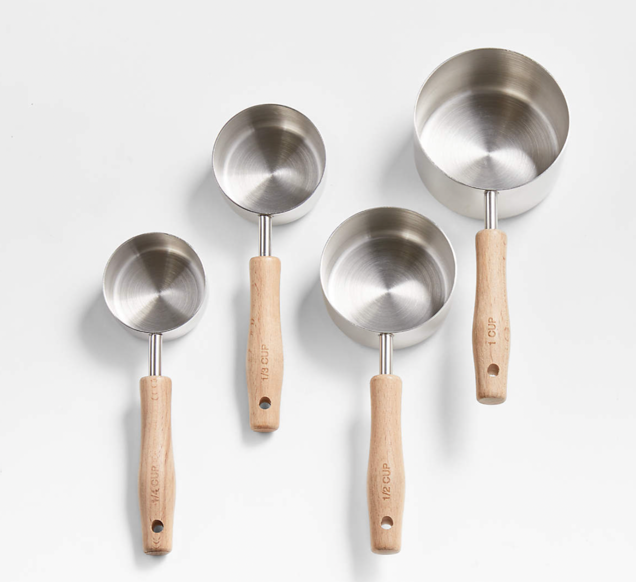 Beechwood and Stainless Steel Measuring Cups