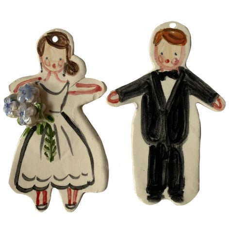 Bride and Groom Ornament Set