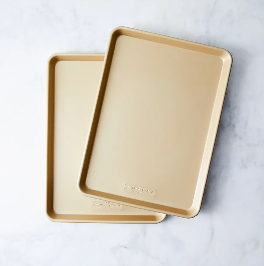 2 Nordic Ware Gold Half-Size Baking Sheet Sets