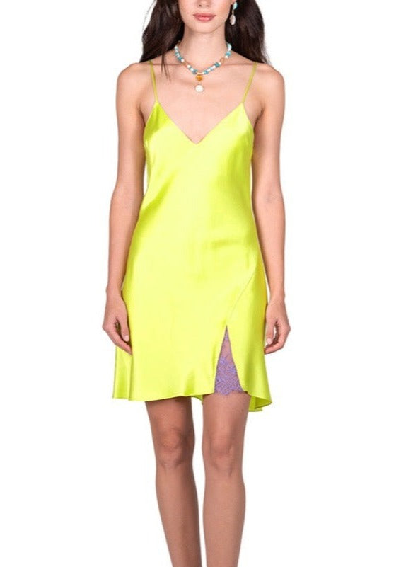 Chartreuse Mini Slip Dress