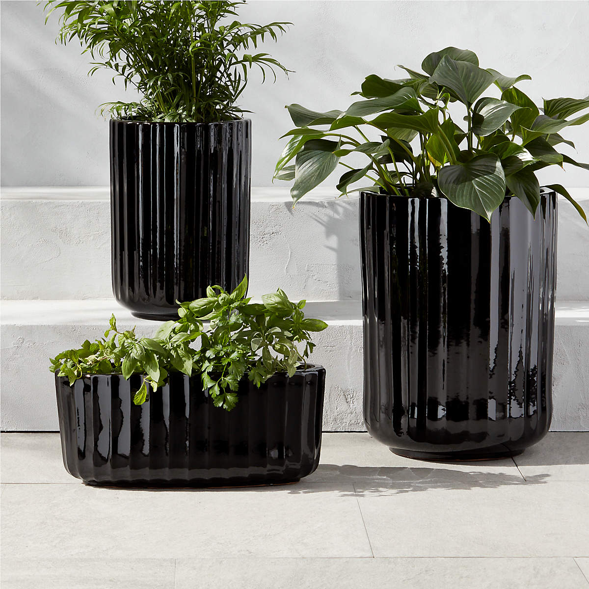 Demos Black Terracotta Outdoor Planter Large