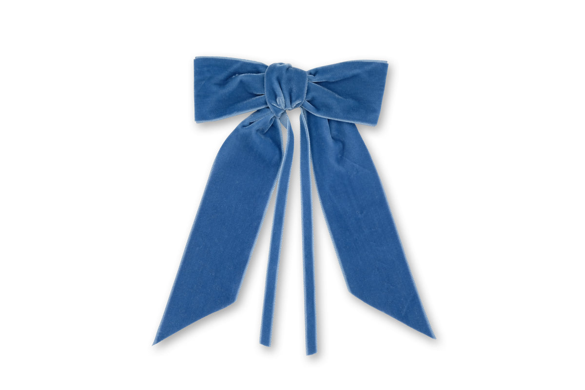 Blue Velvet Napkin Bows, Set of 4