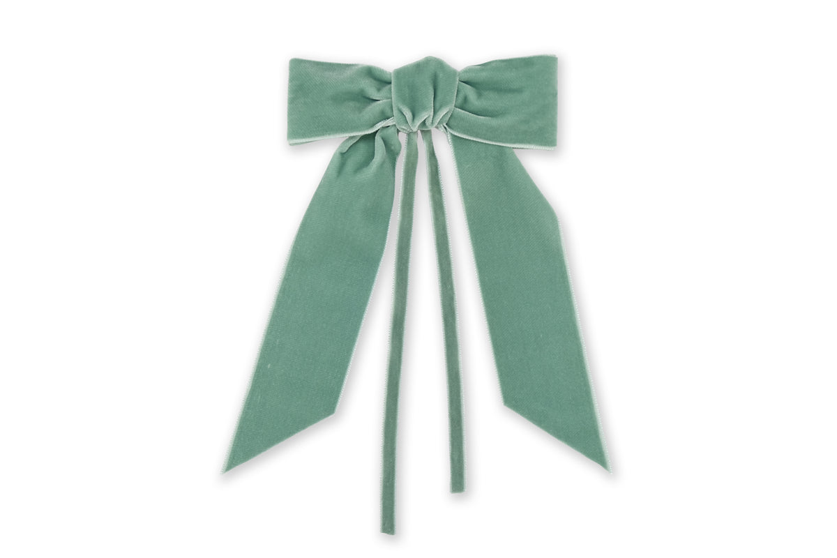 Sage Green Velvet Napkin Bows, Set of 4