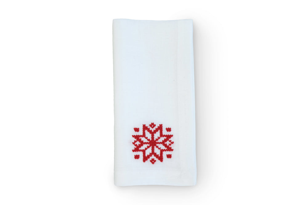 Red Snowflake Napkin, Set of 4