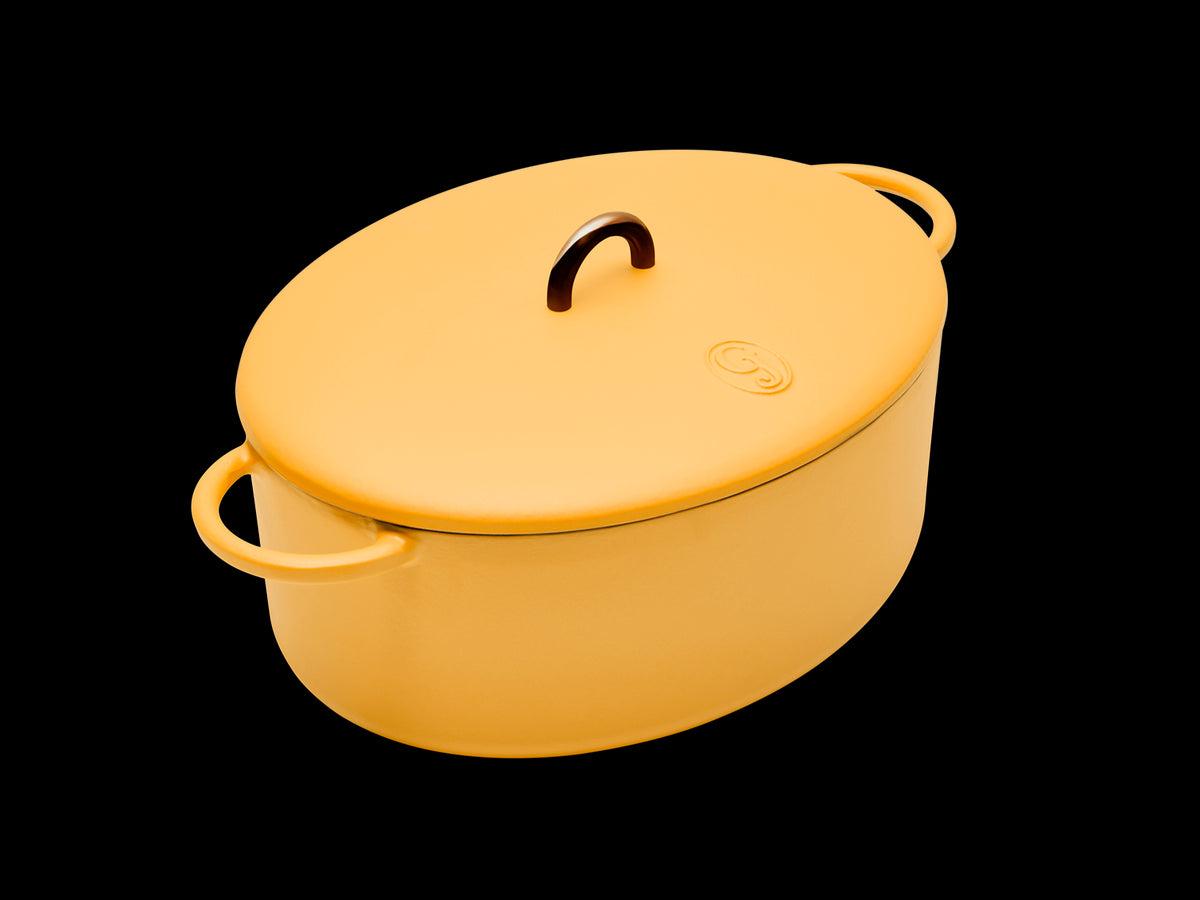 Enameled cast-iron Dutch oven in mustard yellow - main