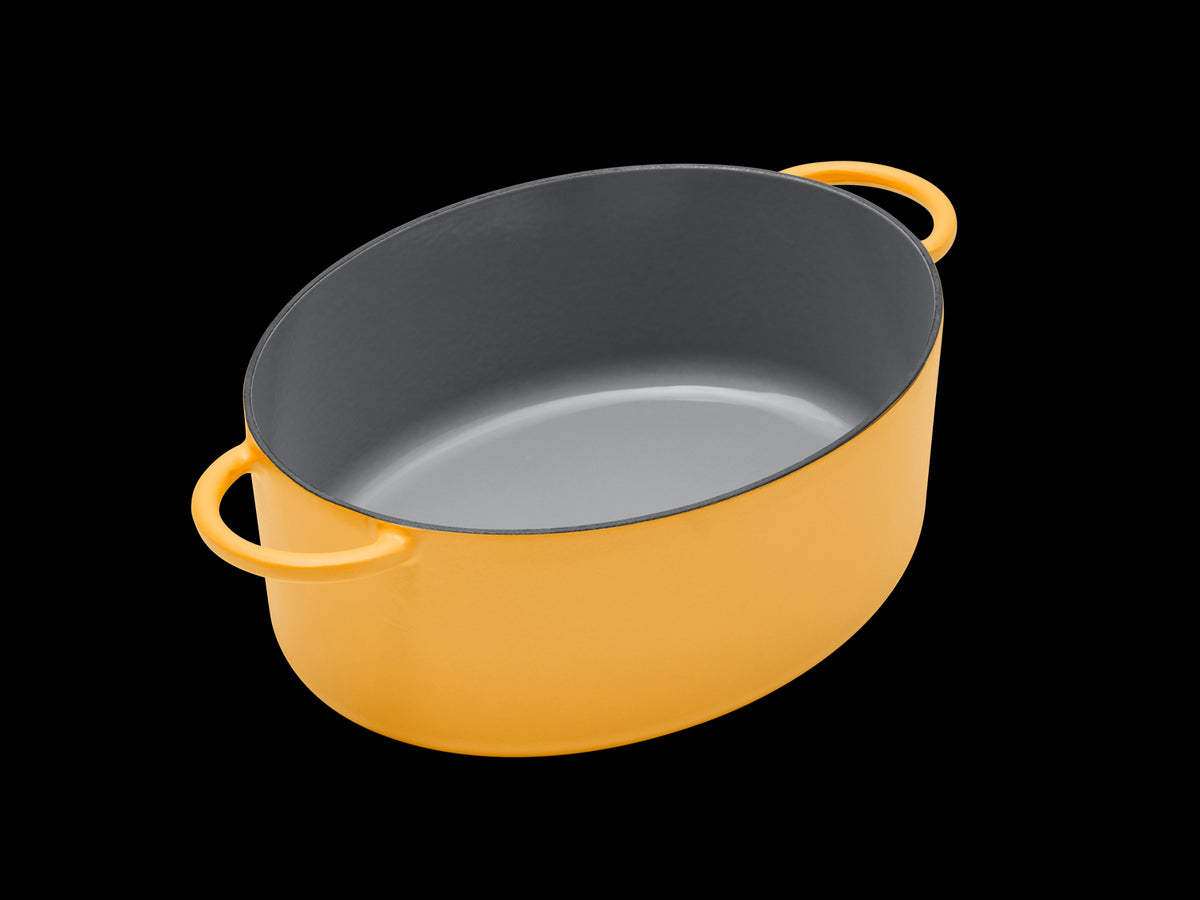 Enameled cast-iron Dutch oven in mustard yellow - no lid
