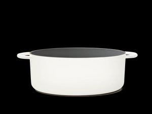 Enameled cast-iron Dutch oven in salt white - side view no lid