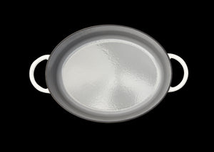 Enameled cast-iron Dutch oven in salt white - top down view no lid