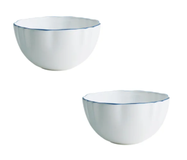 Amelie Royal Blue Rim Set of Two Fruit Nut & Rice Bowls