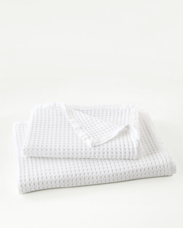 Chunky Waffle-Weave Organic-Cotton Blanket and Throw