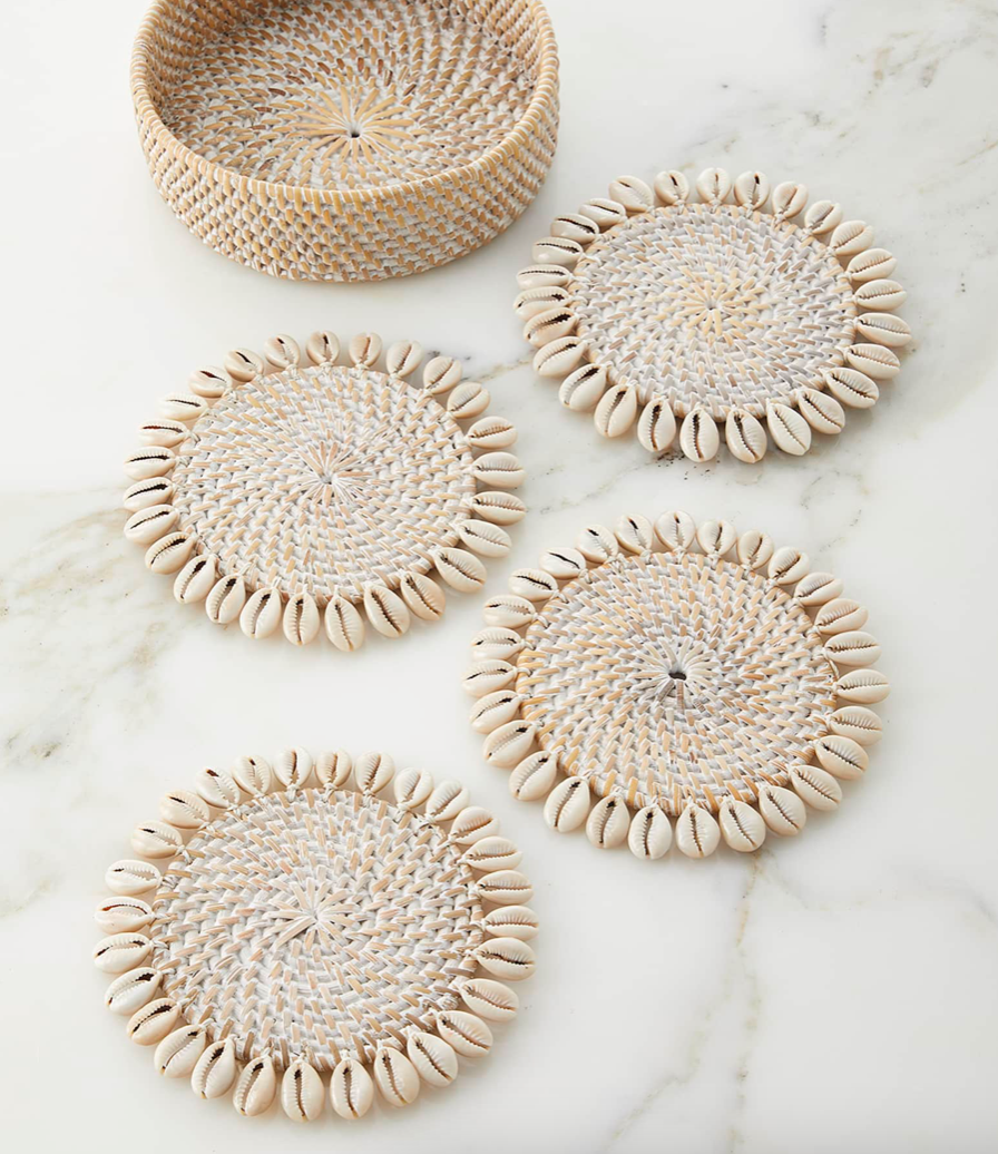 Capiz Coasters, Set of 4 (Bone)