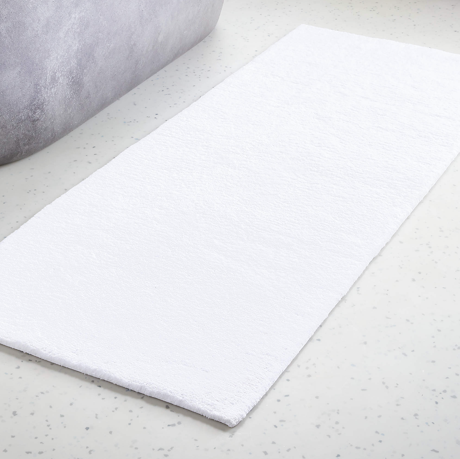 Chase Organic Cotton White Bath Runner Rug 24"x60", color: White
