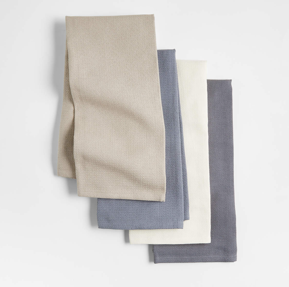 Crepe Weave Tonal Grey Dish Towels, Set of 4