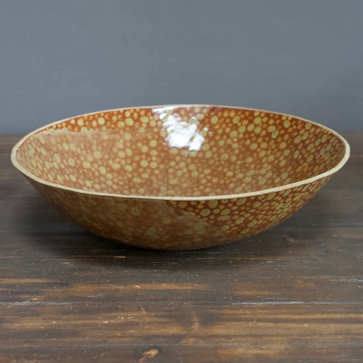 Brown/Green Dots Serving Bowl