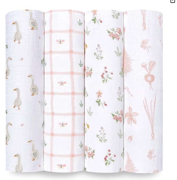 aden + anais Essentials Baby Muslin Swaddle Blankets, - Country Floral