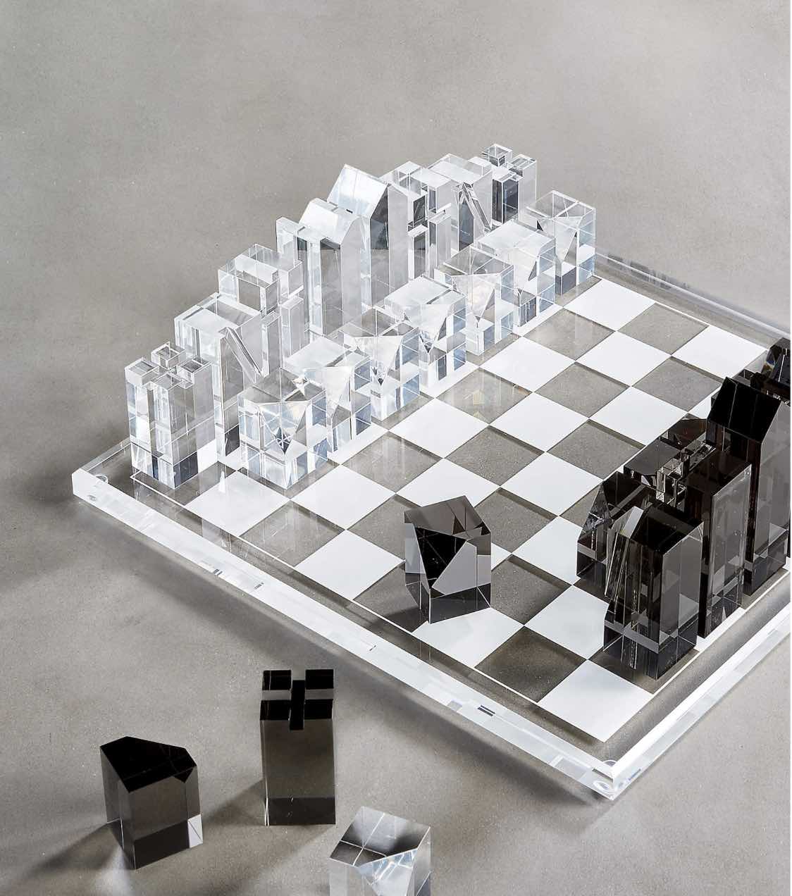 Clear and Smoke Grey Acrylic Chess Set