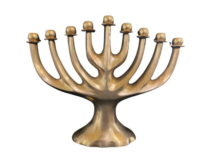 Striking Polished brass Menorah Mid Century