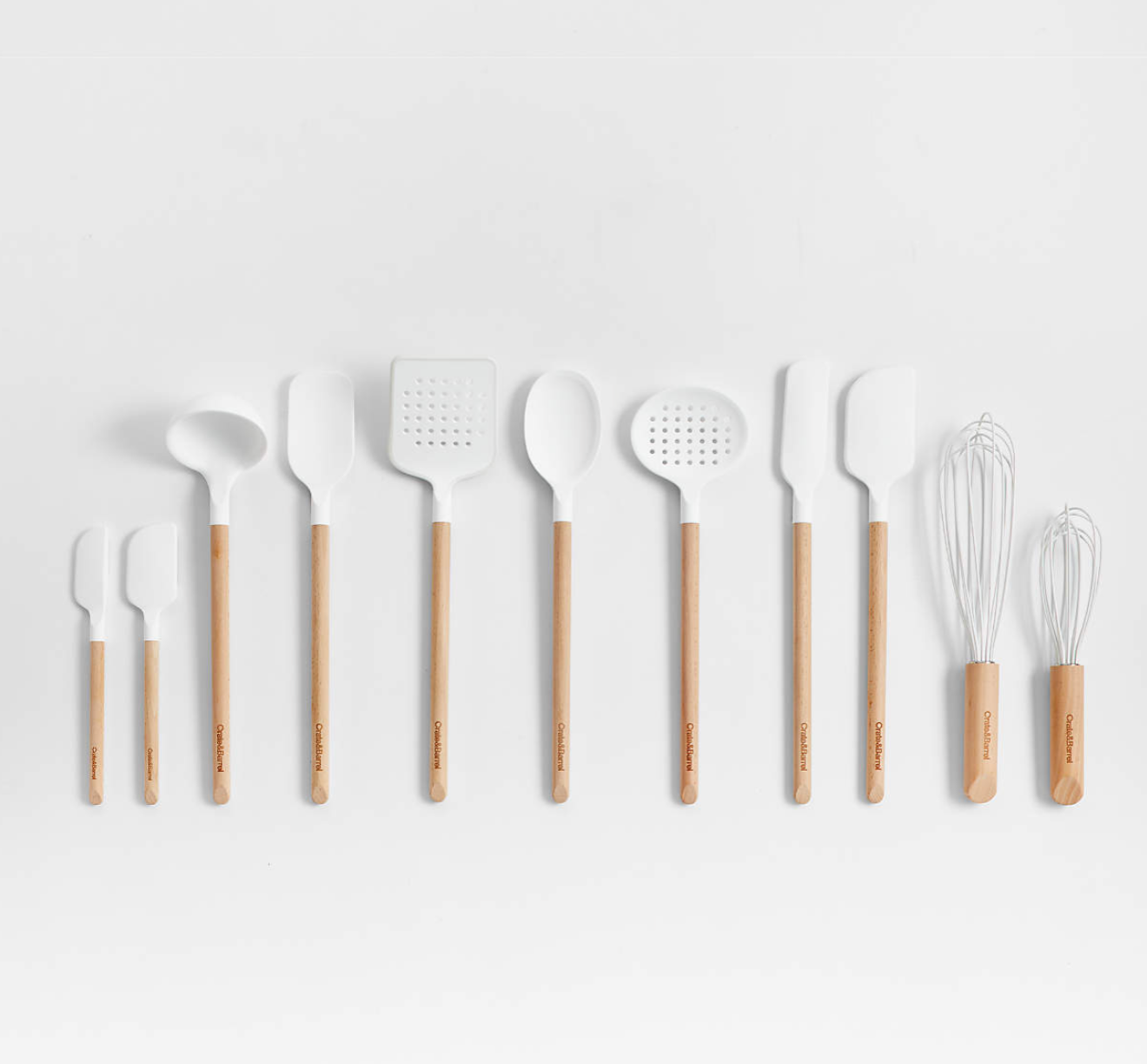 Crate & Barrel Wood and White Silicone Utensils