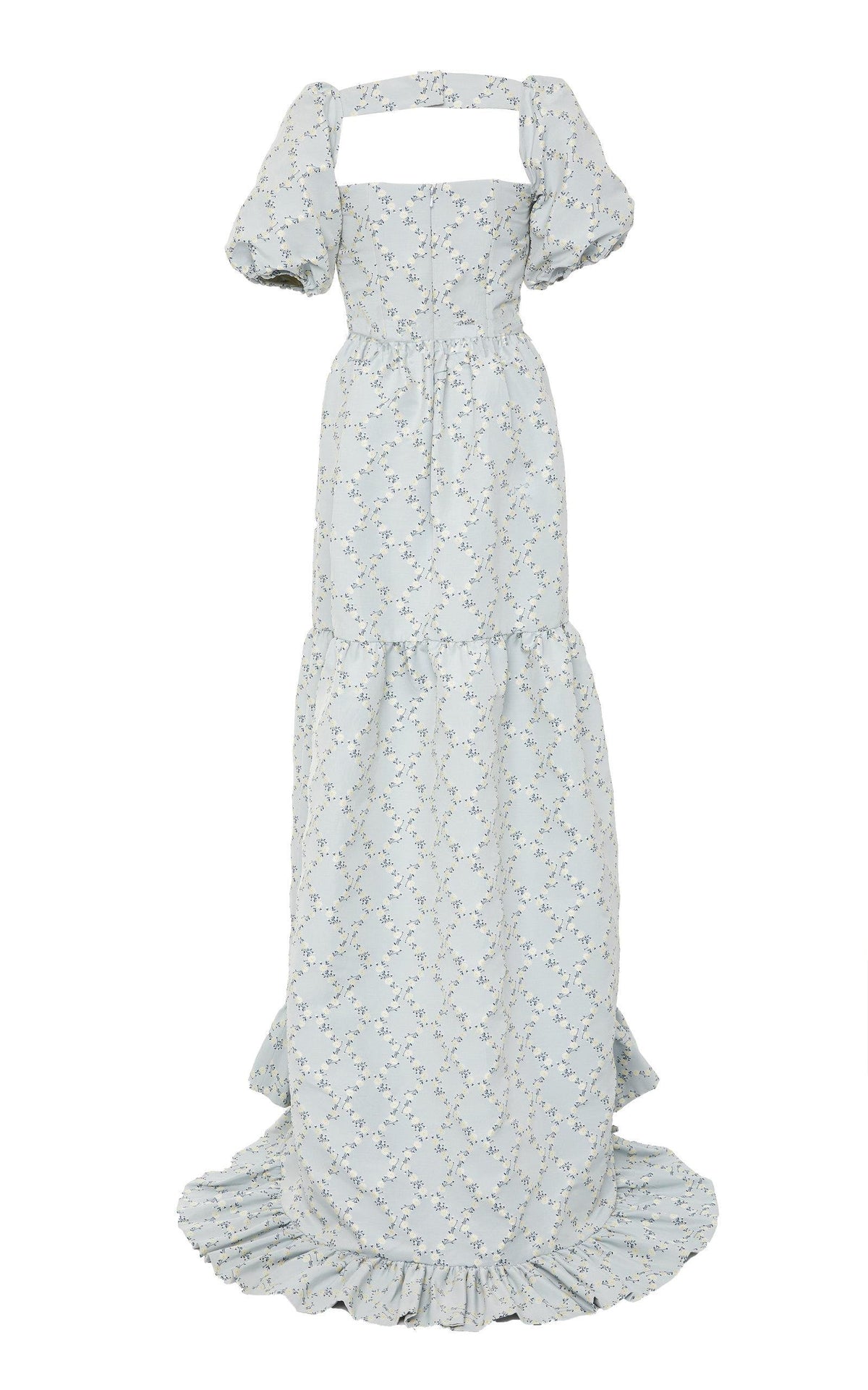 Emma Blue Floral Lattice Gown