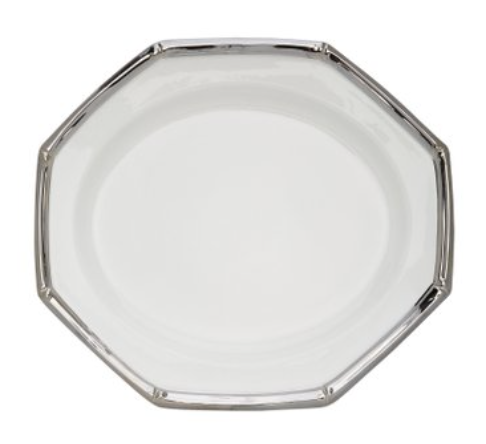 Bamboo Platinum-Trimmed Ceramic Oval Tray