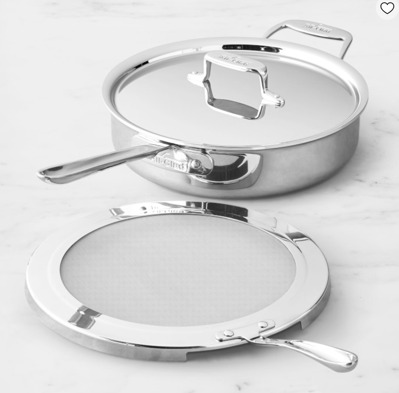 All-Clad d5 Stainless-Steel 4-Qt. Deep Sauté Pan with Splatter Screen