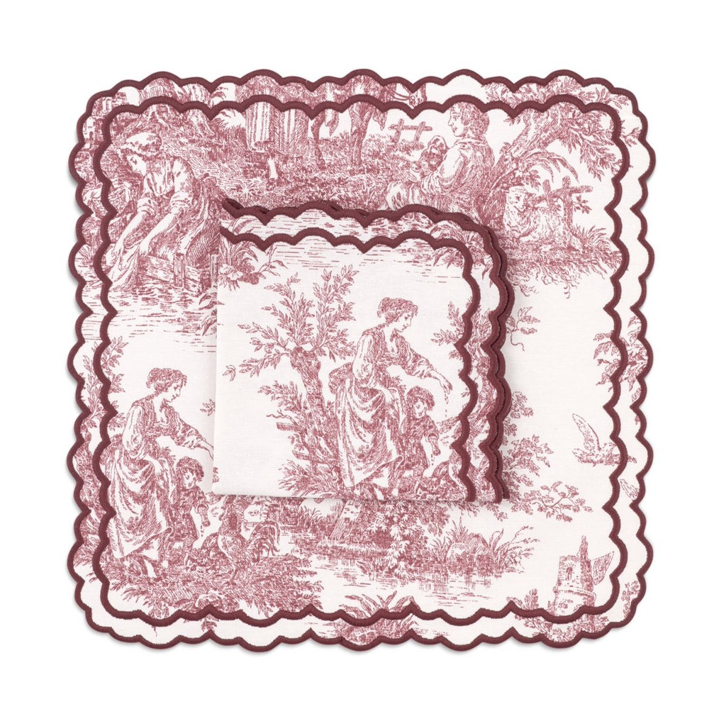 Trinket Tray Burgundy Toile de Jouy