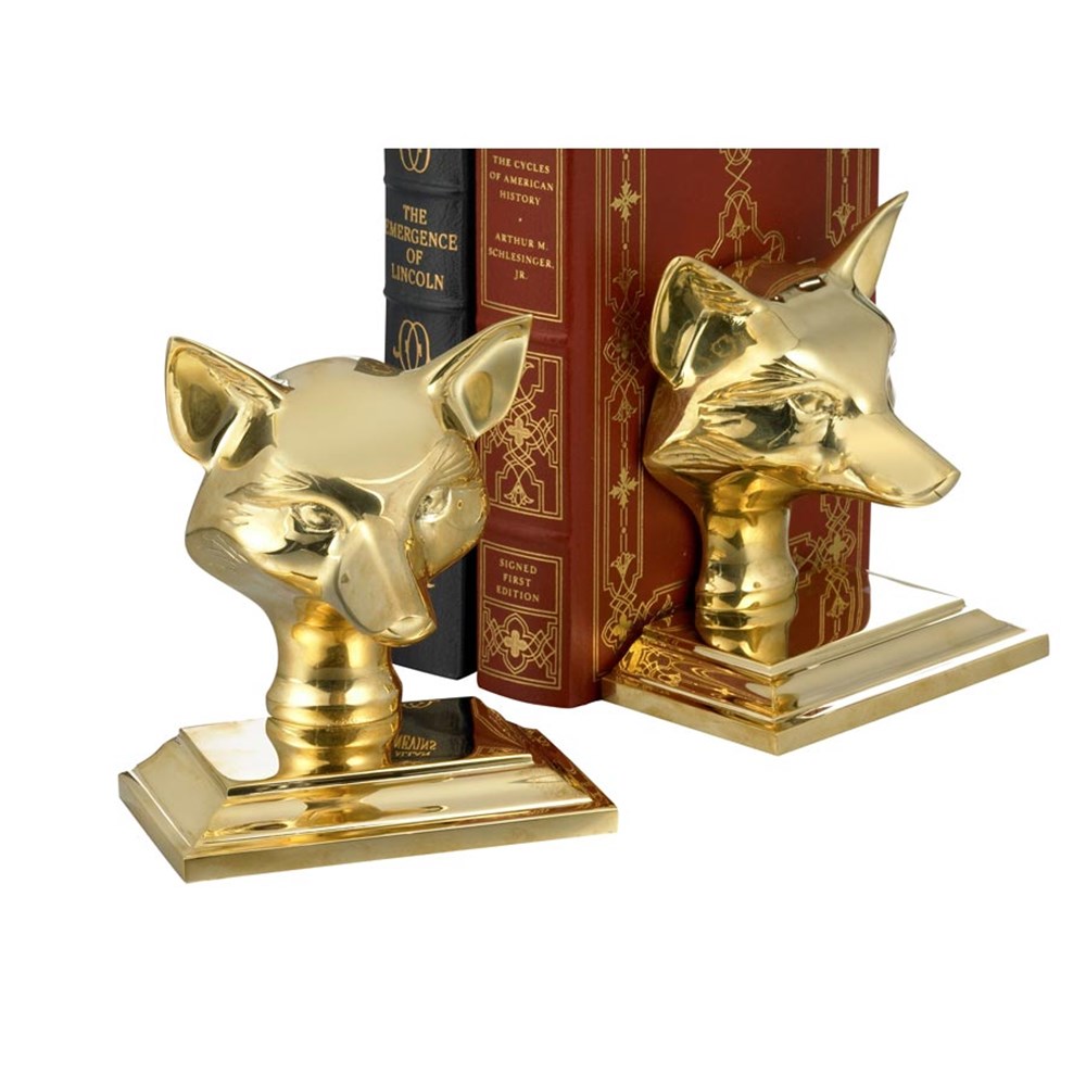 Brass Fox Mask Bookend / Doorstop