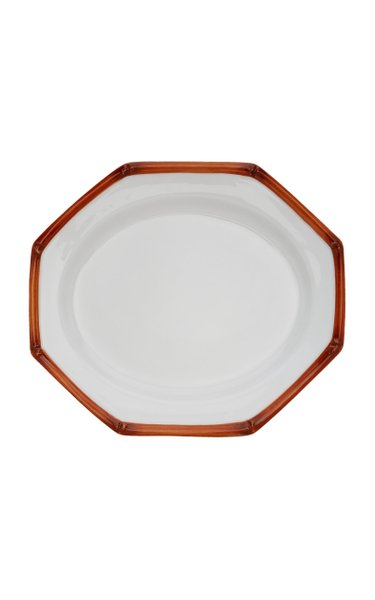 Bamboo Painted Ceramic Oval Tray