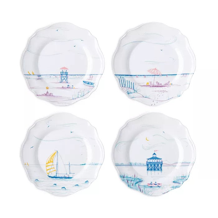 Country Estate Seaside Melamine Assorted Plates, Set of 4