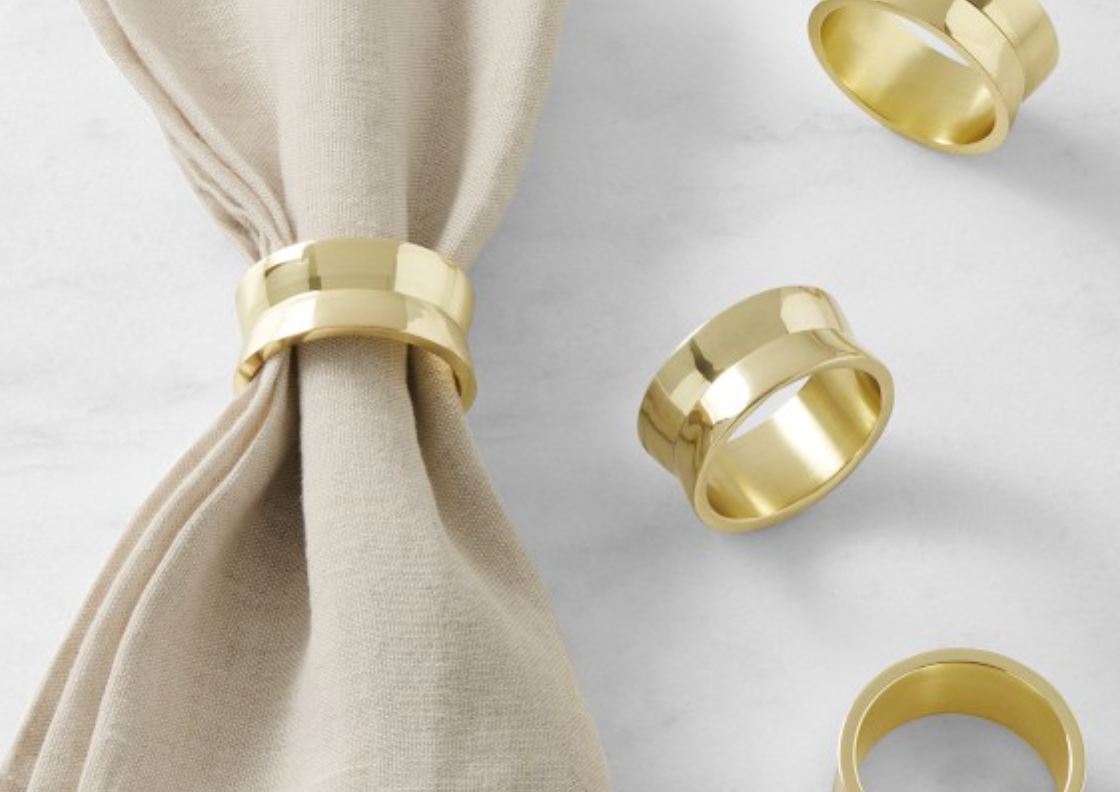 Cinched Metal Napkin Rings, Set of 4