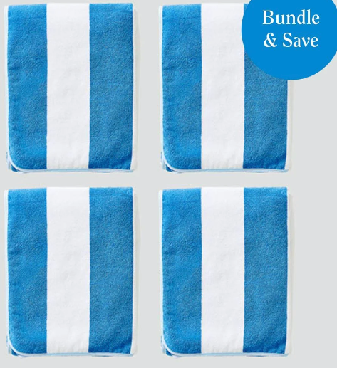 Beach Towel Bundle (4 pieces), Royal Blue Stripe