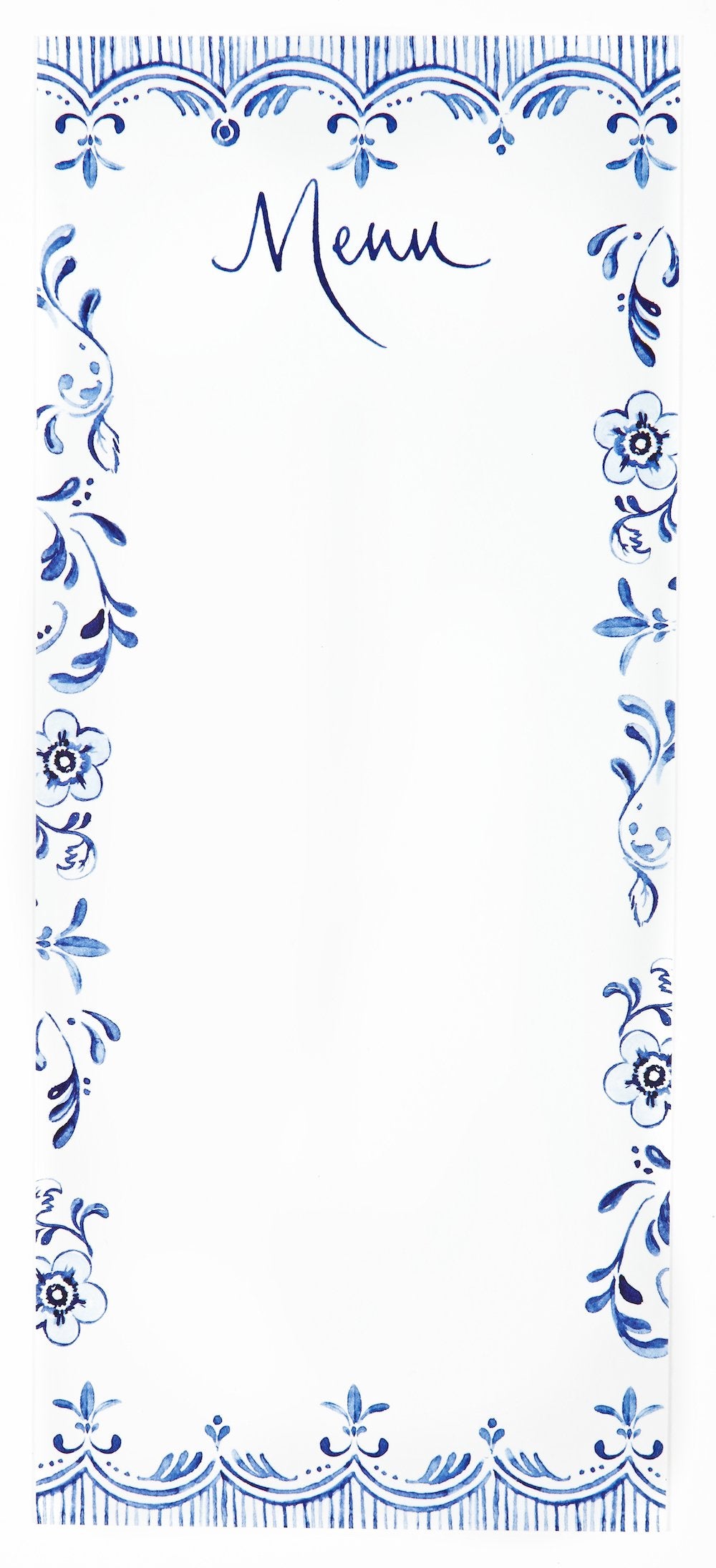 Blue and White Menus