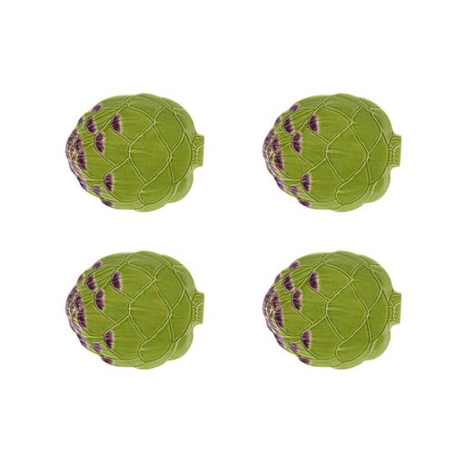 Artichoke Bread Plate in Green, set of 4