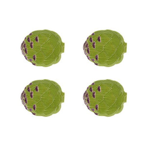 Artichoke Bread Plate in Green, set of 4