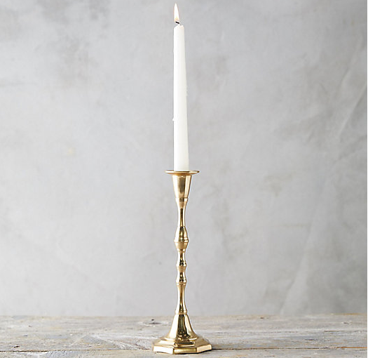 Antiqued Brass Candlestick, Tall
