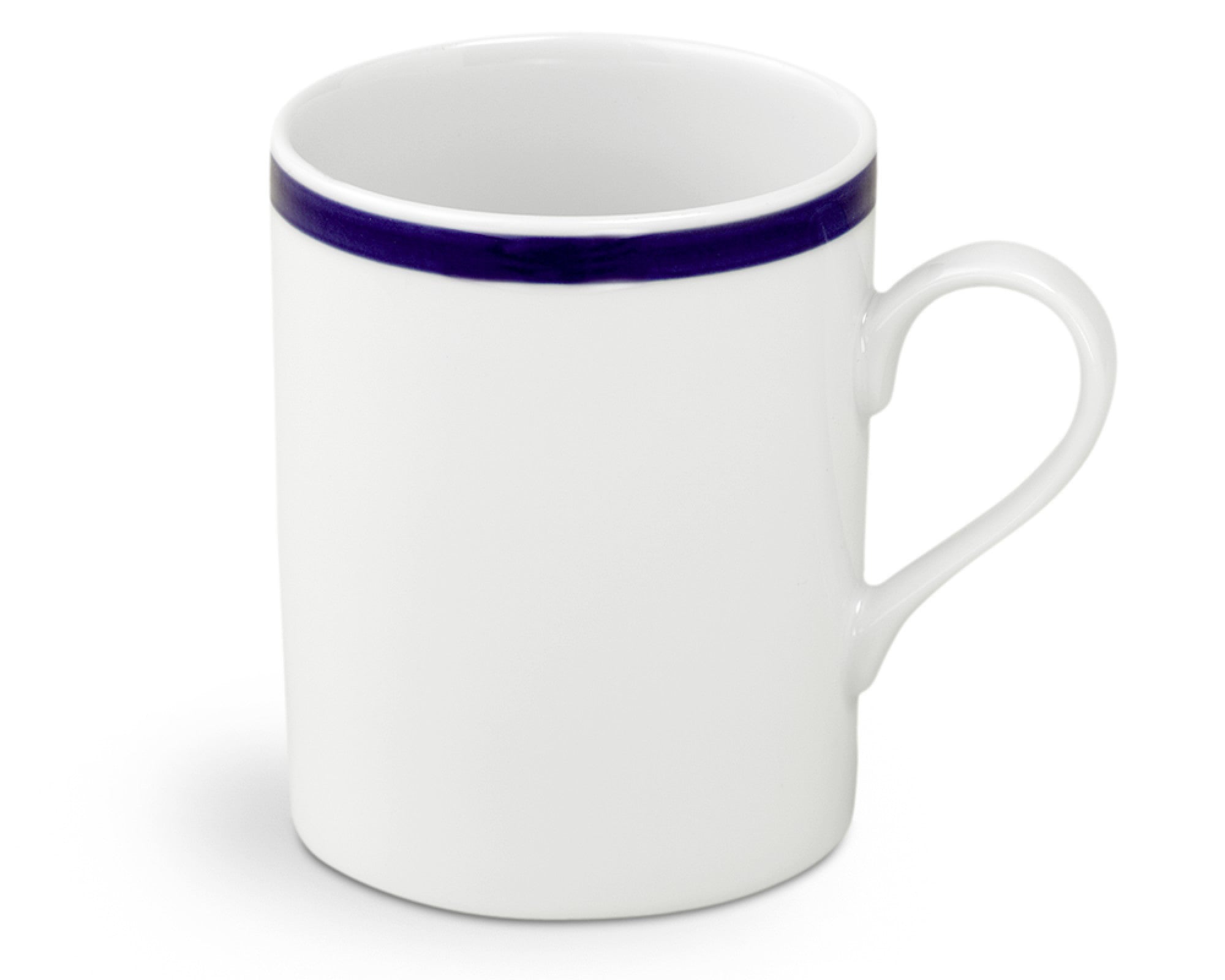 Brasserie Blue-Banded Porcelain Mugs - Set of 4