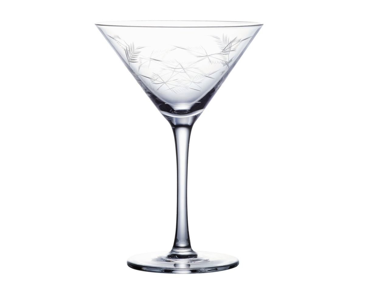 Crystal Martini Glasses With Fern Design, Set of 2